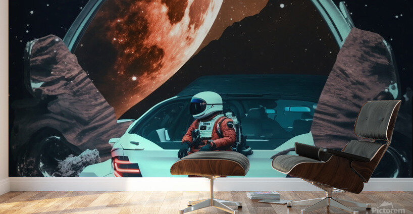 Astronaut On BMW Wall Murals